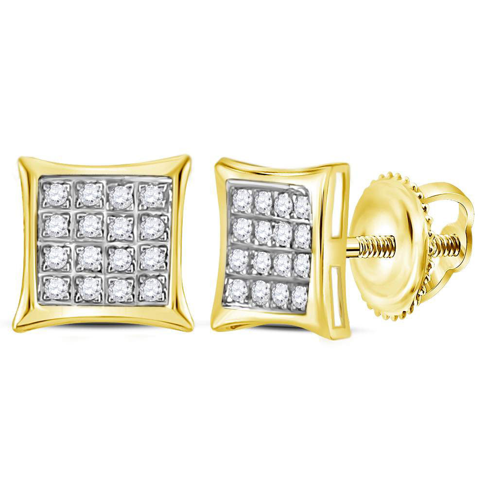 10K White Or Yellow Gold Womens Round Diamond Square Kite Cluster Stud Earrings