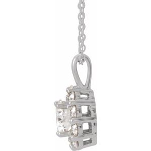 14K White Gold Round 6.5Mm G-H I1 Lab-Grown Moissanite And 5/8 Ctw Natural Diamond Necklace, Length: 18 In
