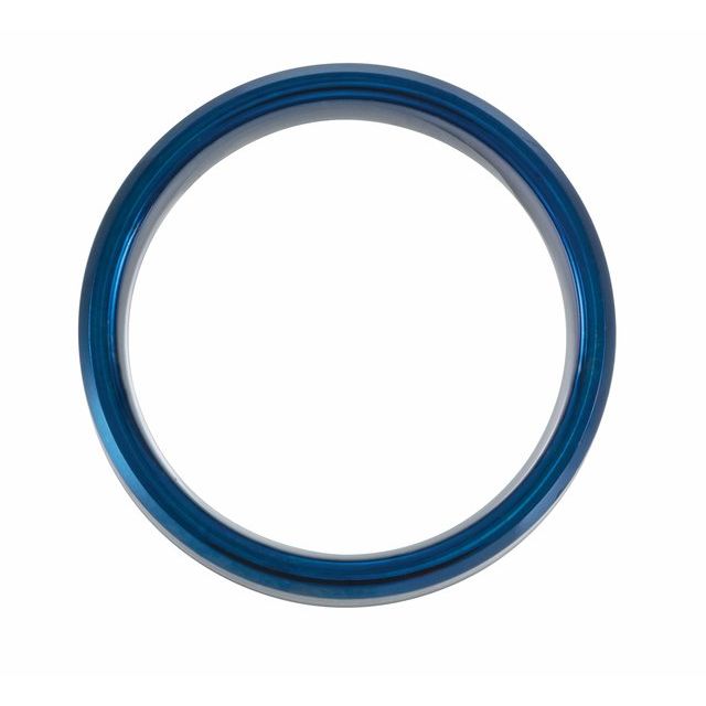 Tungsten 8 Mm Polished Black Carbon Fiber Inlay Comfort-Fit Band With Blue Enameled Plating, Size 13.5