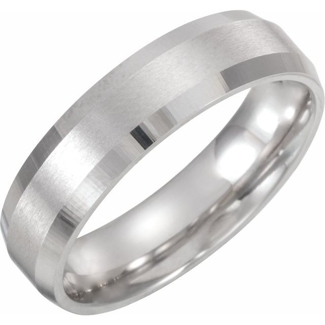 14K Yellow Gold Or Sterling Silver Or Platinum Polished Beveled-Edge Comfort-Fit Flat Band With Satin Finish