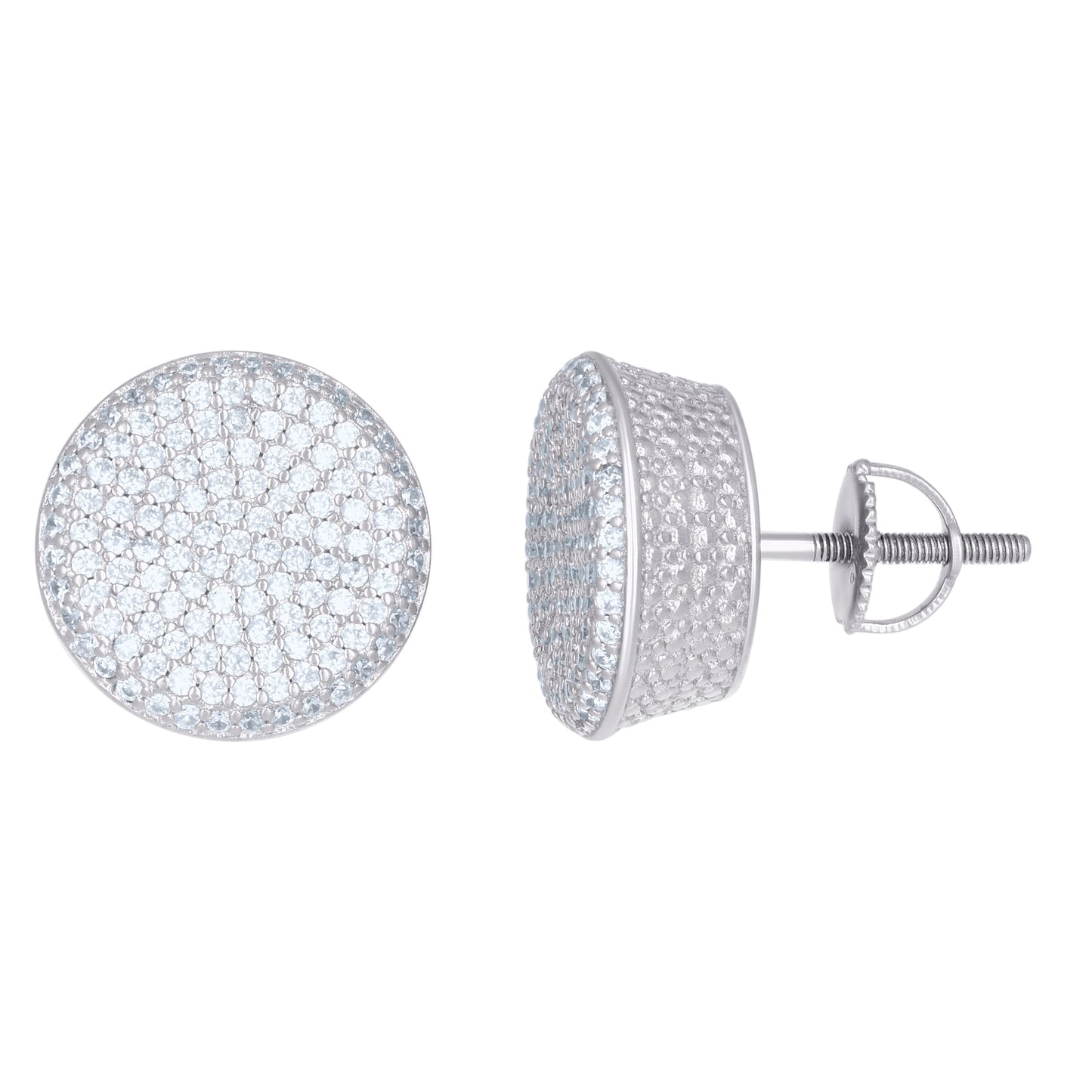 Sterling Silver Or Yellow-Tone Womens Cubic Zirconia Round Stud Earrings