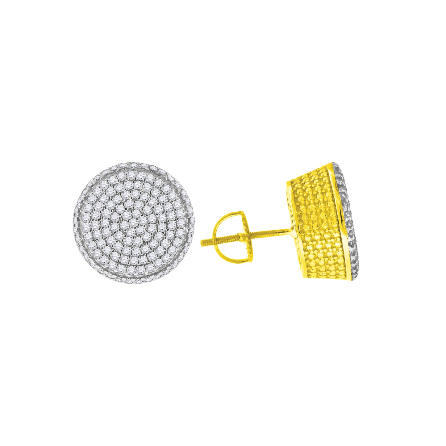 Sterling Silver Or Yellow-Tone Womens Cubic Zirconia Round Stud Earrings