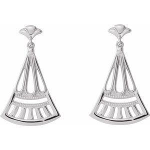 Sterling Silver 26.3 X 16 Mm Pair Friction Backs Included Polished Vintage-Inspired Dangle Earrings