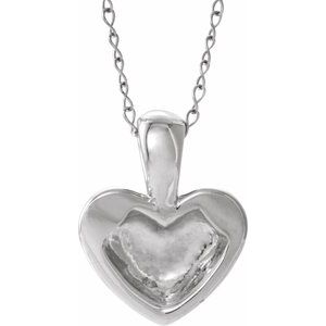 Sterling Silver 10.62 X 8.32 Mm 15 In Polished Youth Heart Necklace