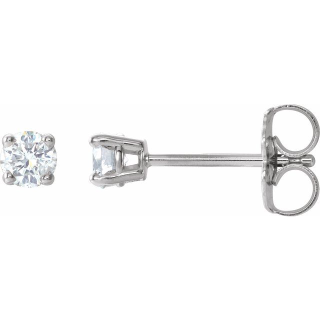 Sterling Silver Round 3 Mm Friction 4-Prong Imitation White Cubic Zirconia Stud Earrings