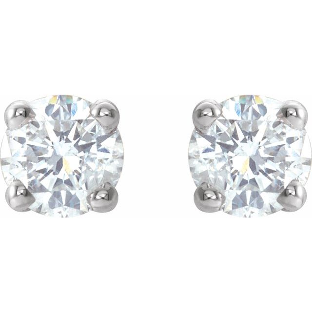 14K Yellow Or White Gold Round I2, G-H Friction 4-Prong Natural Diamond Stud Earrings