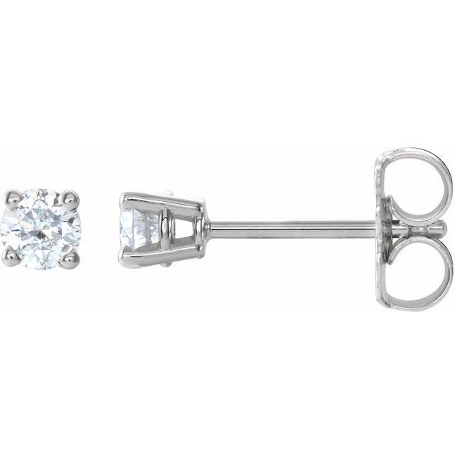 14K Yellow Or White Gold Round I2, G-H Friction 4-Prong Natural Diamond Stud Earrings