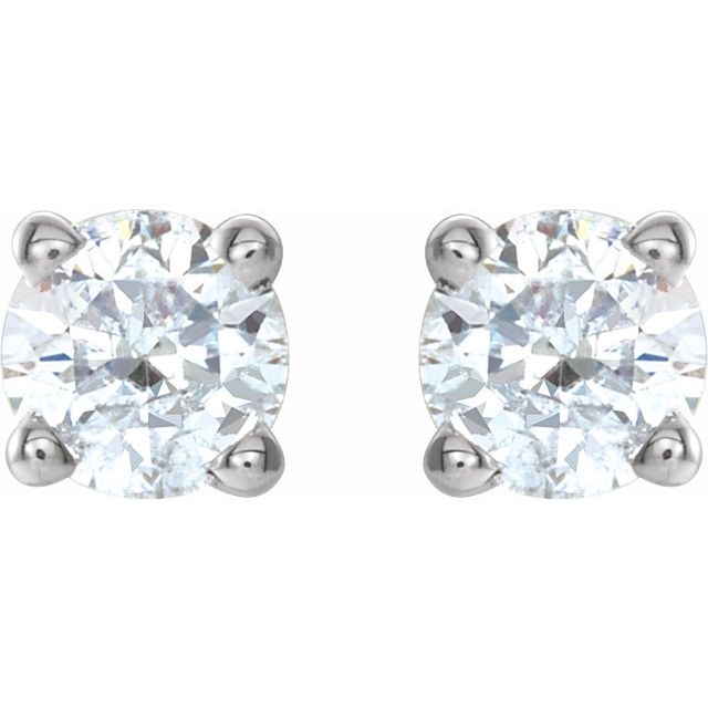 14K Yellow Or White Gold Round I2, G-H Friction 4-Prong Natural Diamond Stud Earrings