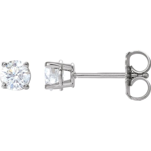 14K Yellow Or White Gold Round I2, G-H Friction 4-Prong Natural Diamond Stud Earrings