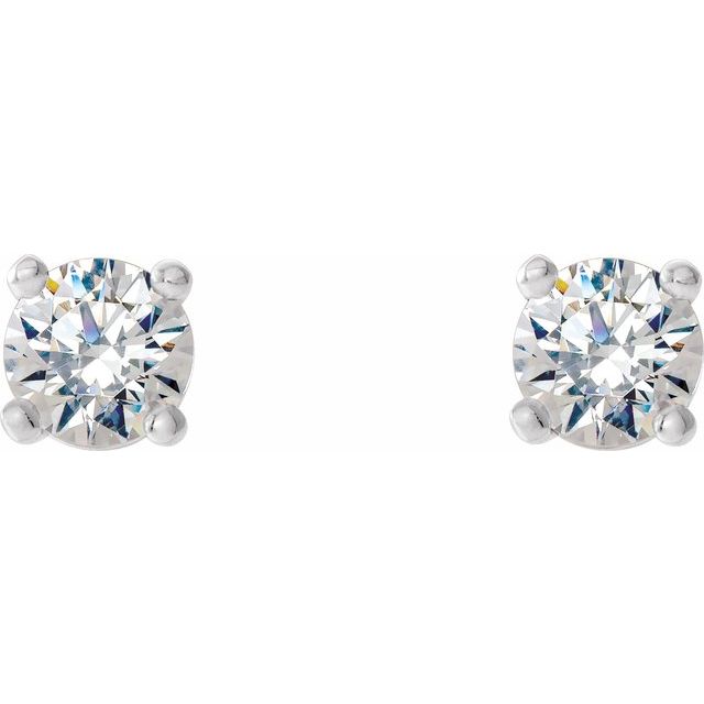 14K Yellow Or White Gold Round Si1-Si2, G-H Friction Polished Lab-Grown Diamond 4-Prong Stud Earrings