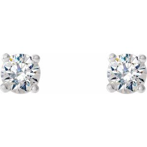 Sterling Silver Round 2.5Mm I1, G-H Natural Diamond 4-Prong Cocktail-Style Threaded Backs Earrings