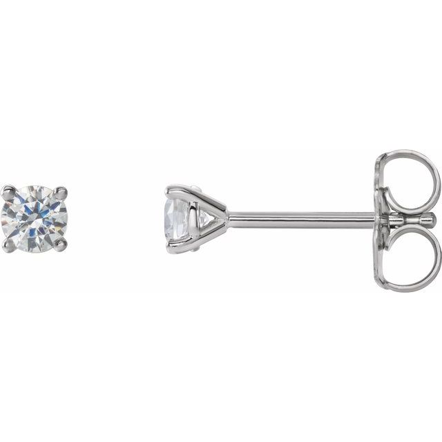 14K Yellow Or White Gold Round Si1-Si2, G-H Friction Polished Lab-Grown Diamond 4-Prong Stud Earrings