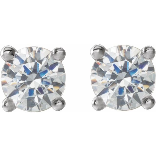 14K Yellow Or White Gold Round Si1-Si2, G-H Friction Polished Lab-Grown Diamond 4-Prong Stud Earrings