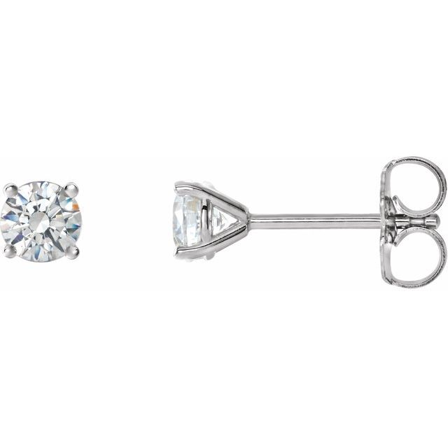 14K Yellow Or White Or Rose Gold Round Friction Backs Polished Natural Diamond 4-Prong Cocktail-Style Earrings