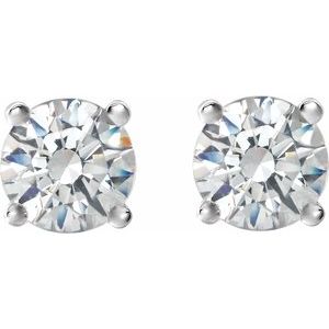 14K White Gold Round 4.5Mm I2, G-H 3/4 Ctw Natural Diamond 4-Prong Cocktail-Style Friction Back Earrings