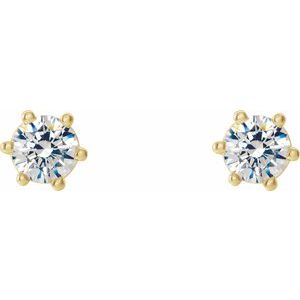 14K Yellow Gold Round 3.4Mm Si1-Si2, Gh 1/4 Ctw Lab-Grown Diamond 6-Prong Wire Basket Friction Back Earrings