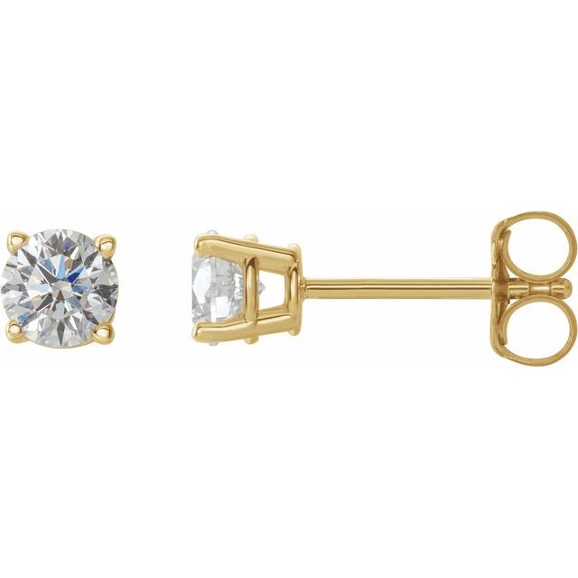 14K Yellow Or White Gold Round I2, G-H Friction 4-Prong Natural Diamond Stud Earrings