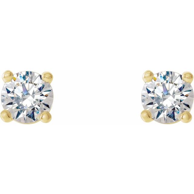 14K Yellow Or White Gold Round Si1-Si2, G-H Friction Polished Lab-Grown Diamond 4-Prong Stud Earrings