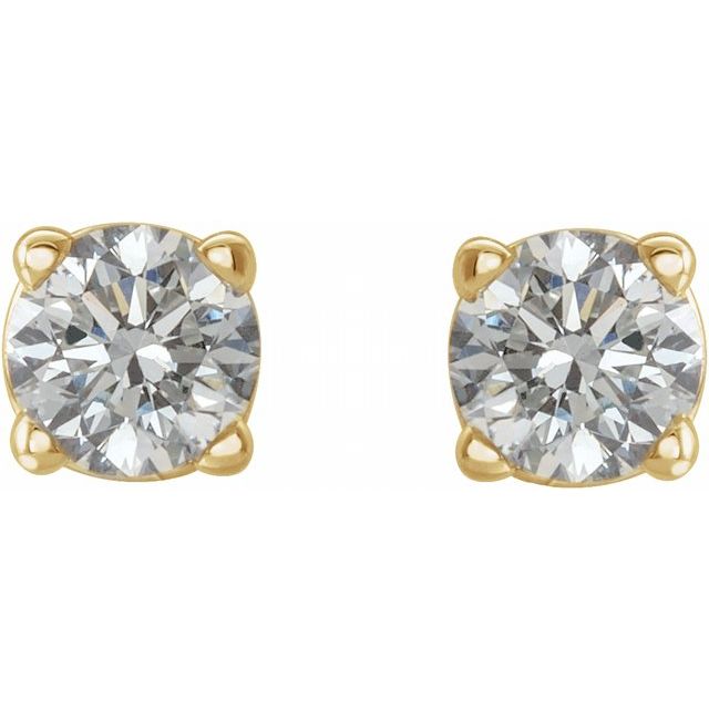 14K Yellow Or White Gold Round I2, G-H Friction 4-Prong Natural Diamond Stud Earrings