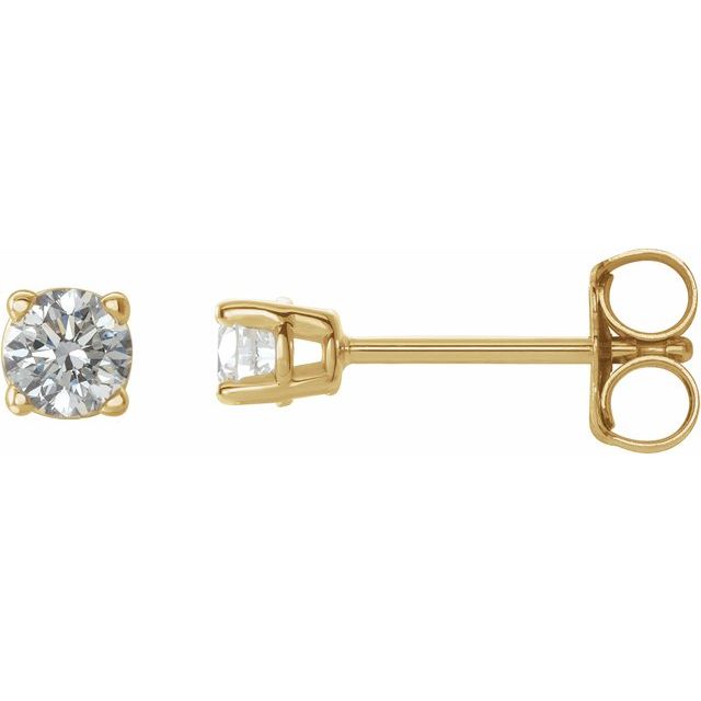 14K Yellow Or White Gold Round I2, G-H Friction 4-Prong Natural Diamond Stud Earrings
