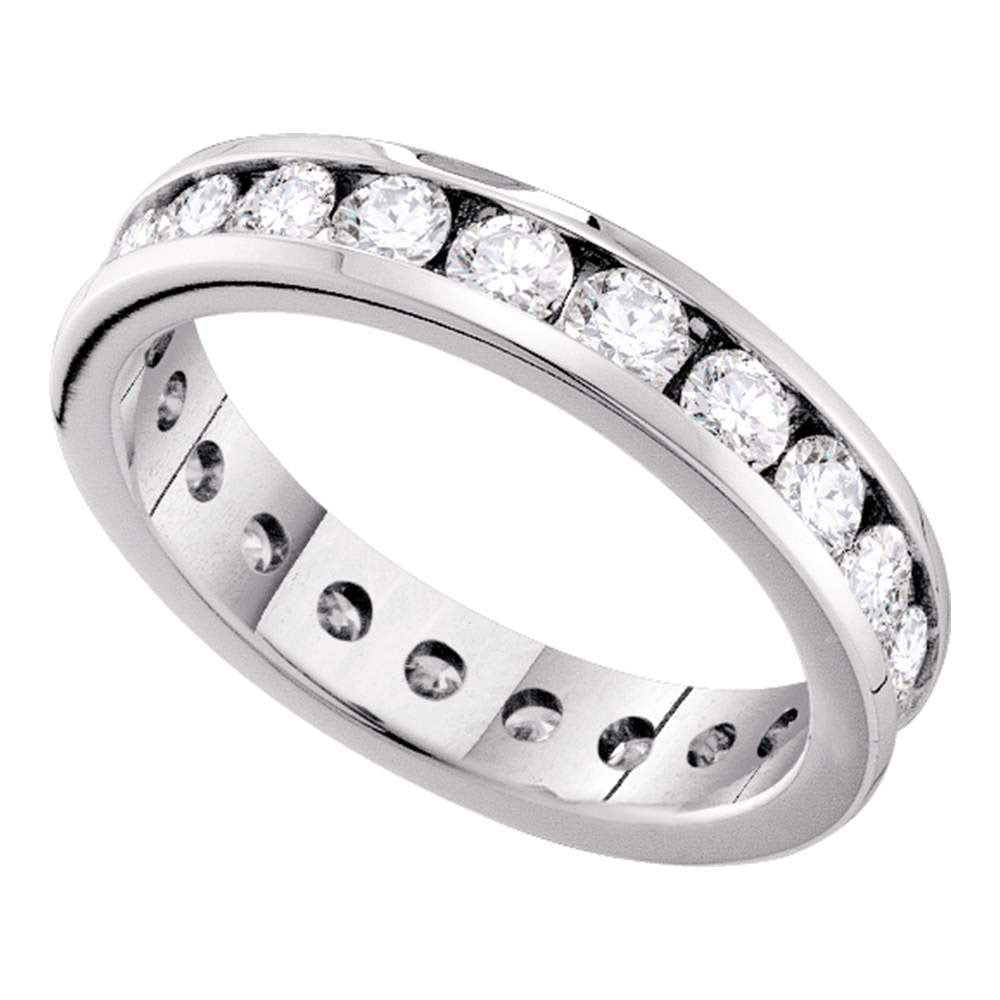 14k White Gold Womens Round Diamond Bridal Wedding Anniversary Eternity Band 1-1/2 Cttw, Womens Size: 5-10