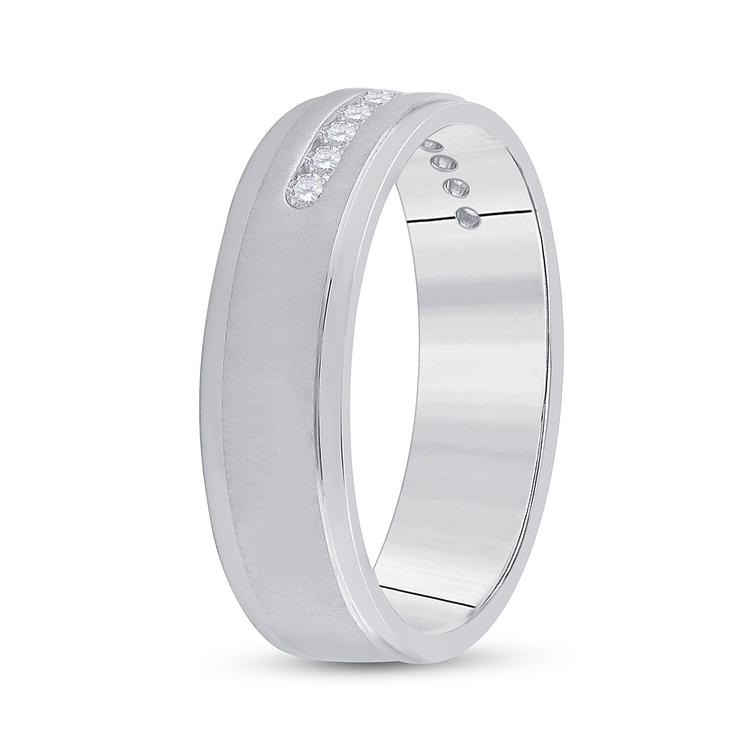 14K White Gold Mens Round Diamond Single Row Wedding Band Ring 1/4 Cttw, Mens Size: 7-13