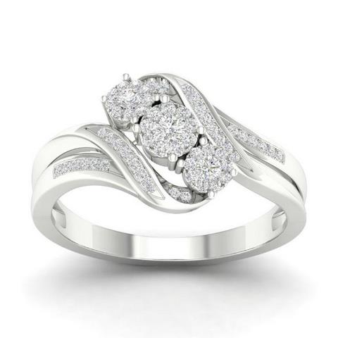 14K Yellow Or White Gold Ladies Ring with 0.25 Cttw Round Diamonds