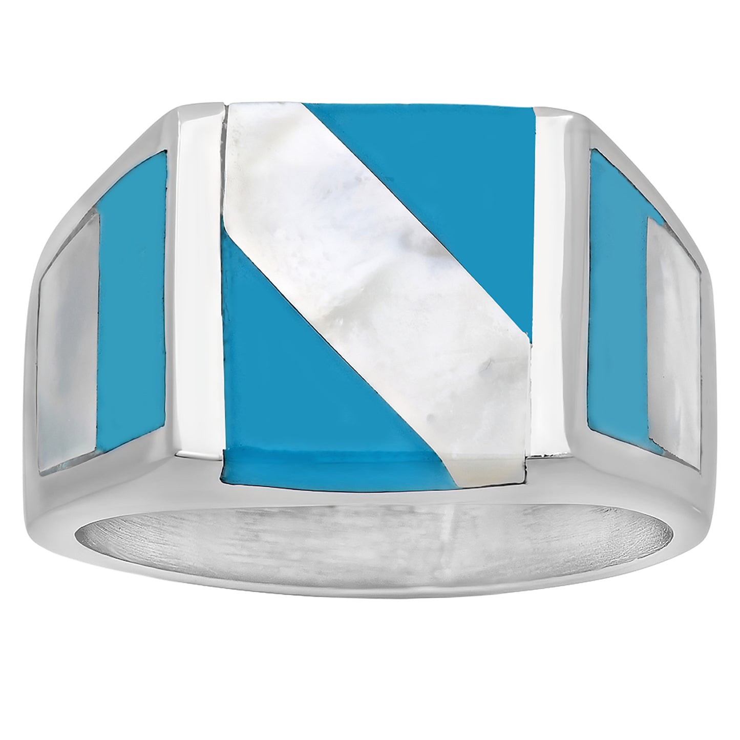 Stainless Steel Mens Blue-Enamel Fashion Comfort-fit Bridal Anniversary Wedding Engagement Band Ring