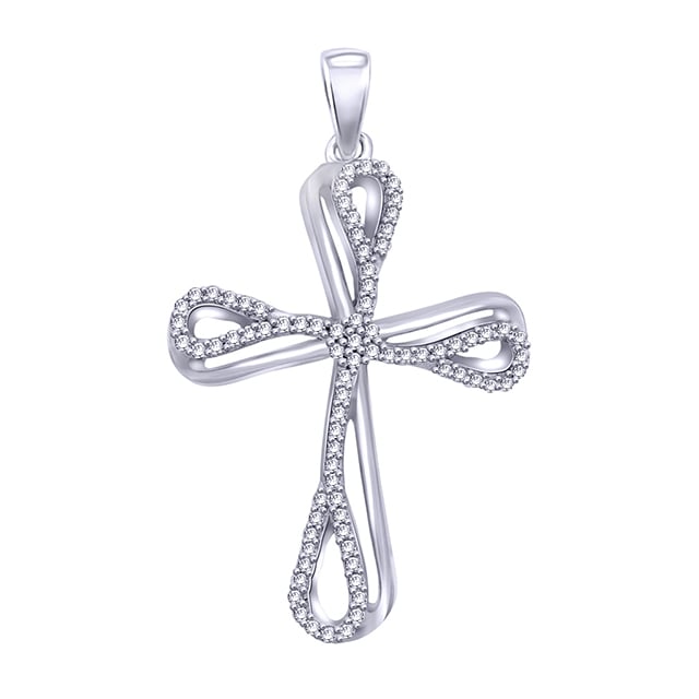 10K White Gold 0.20 Cttw Diamond Ladies Pendant