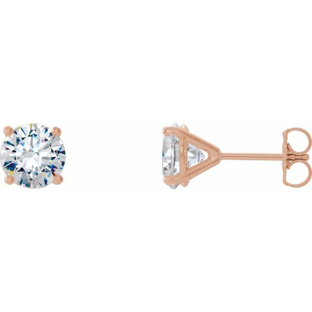14K Yellow Or White Or Rose Gold Round Friction Backs Polished Natural Diamond 4-Prong Cocktail-Style Earrings