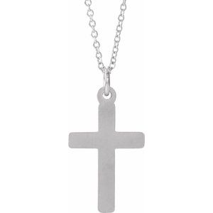 14K White Gold 16.5 X 12 Mm 18 In Polished Cross Necklace