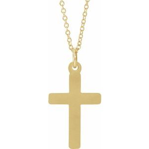 14K Yellow Gold 16.5 X 12 Mm 18 In Polished Cross Necklace