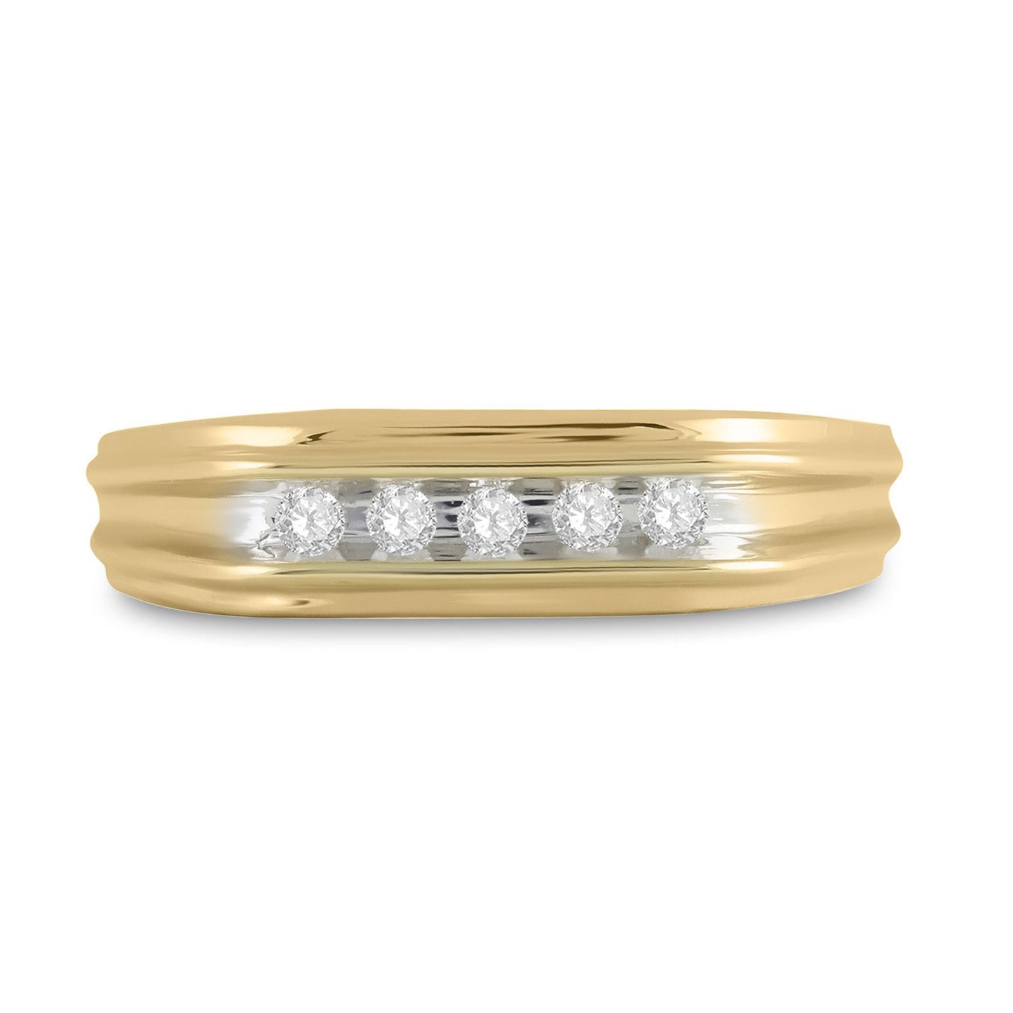 10K Two-tone Gold Mens Round Diamond Wedding Band Ring 1/8 Cttw, Mens Size: 7-13