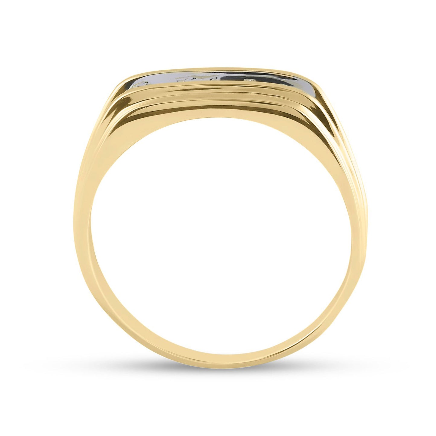 10K Two-tone Gold Mens Round Diamond Wedding Band Ring 1/8 Cttw, Mens Size: 7-13