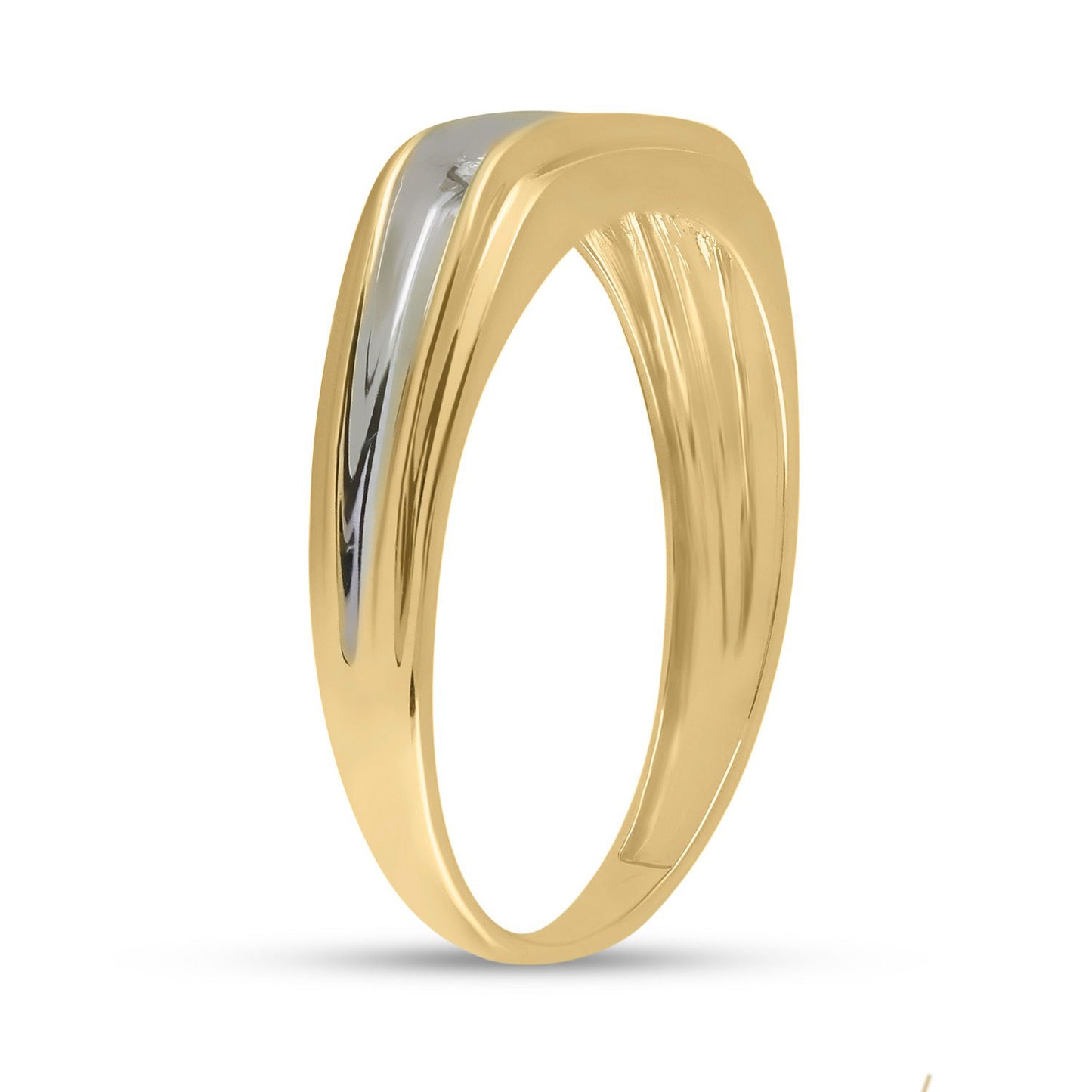 10K Two-tone Gold Mens Round Diamond Wedding Band Ring 1/8 Cttw, Mens Size: 7-13