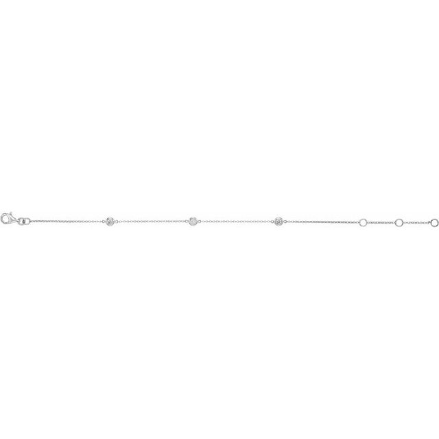 14K Yellow Or White Or Rose Gold Round 2.3Mm I1, G-I 5 1/2-7 In Polished 1/6 Ctw Natural Diamond Bezel-Set 3-Station Bracelet