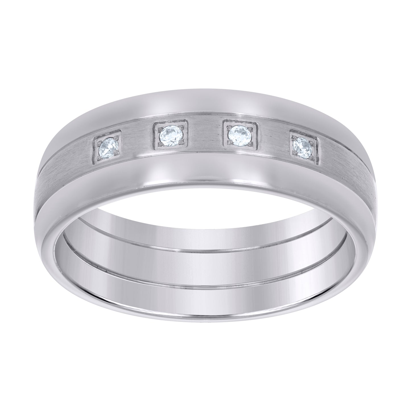 Stainless Steel Mens Center Brushed Milgrain Sizes 7 - 14 Comfort-Fit Fashion Bridal Anniversary Wedding Engagement Band Ring