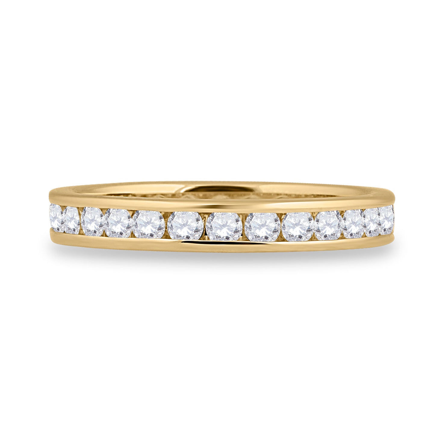 14K Yellow Gold Womens Round Diamond Eternity Wedding Band 1 Cttw, Womens Size: 5-10