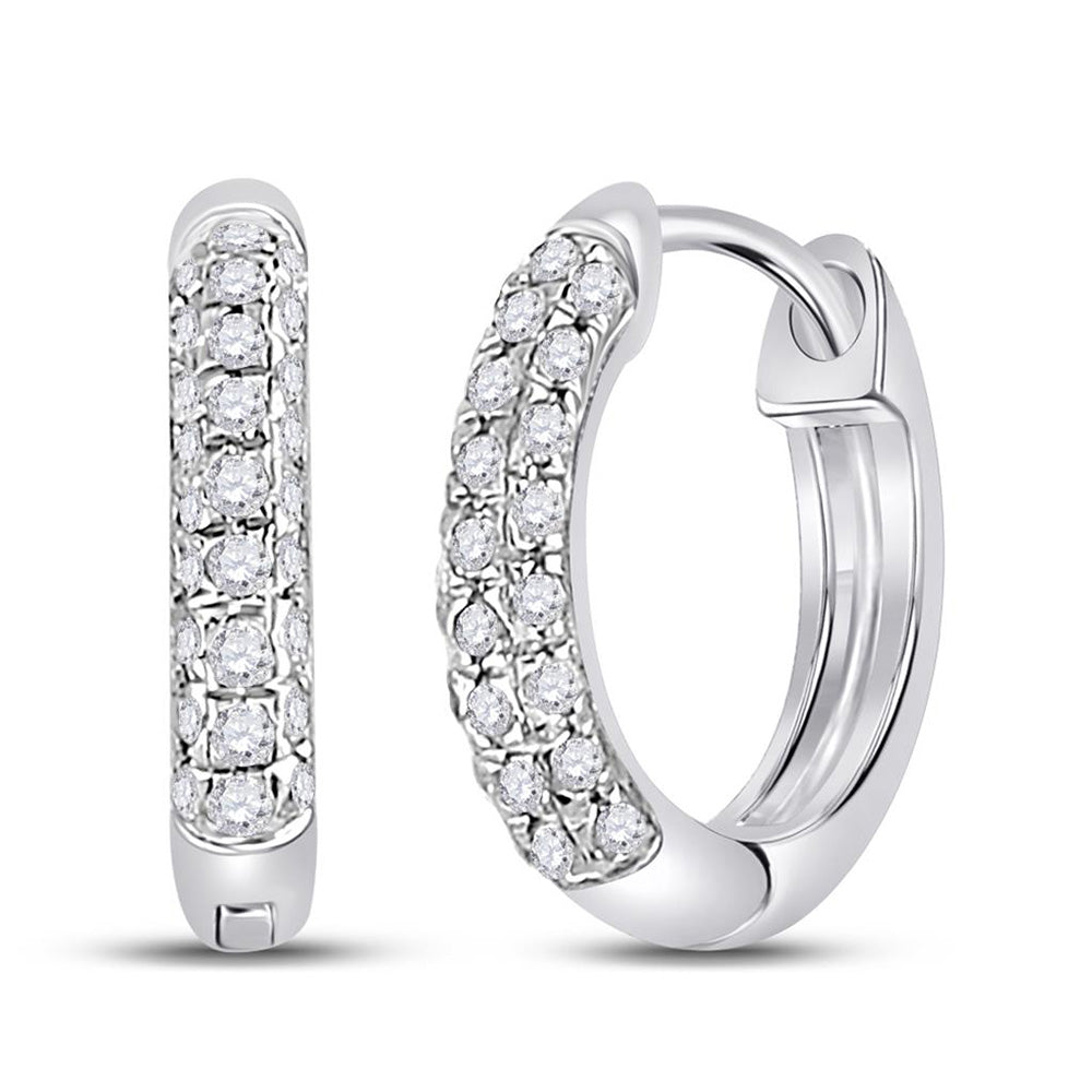10K Yellow Or White Gold Womens Round Diamond Hoop Earrings 1/6 Cttw