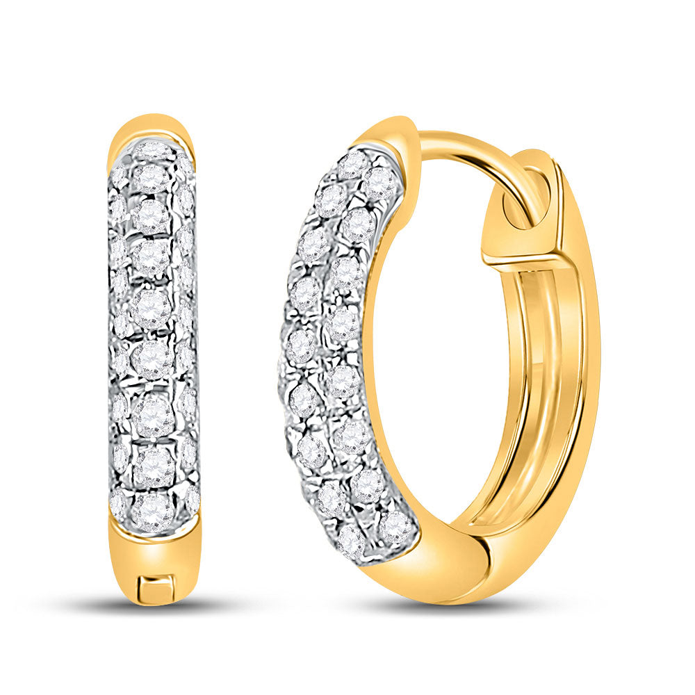 10K Yellow Or White Gold Womens Round Diamond Hoop Earrings 1/6 Cttw