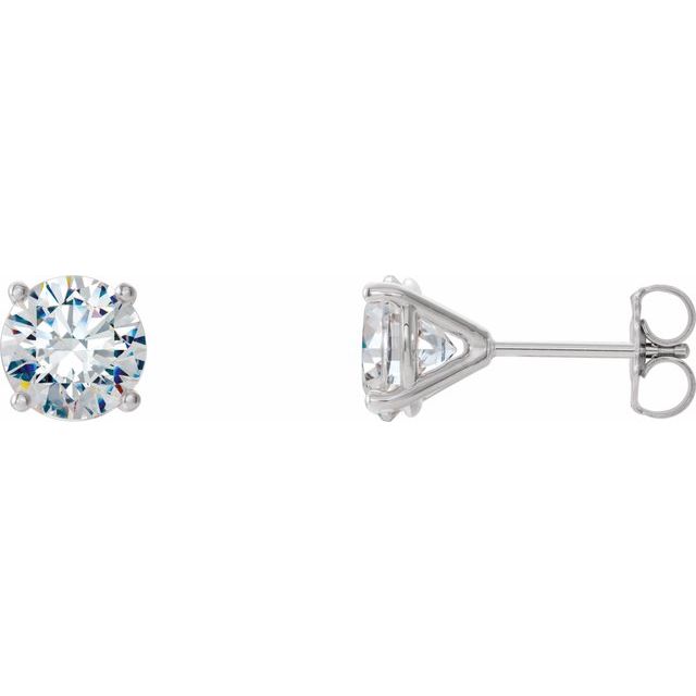 14K Yellow Or White Gold Round Si1-Si2, G-H Friction Polished Lab-Grown Diamond 4-Prong Stud Earrings