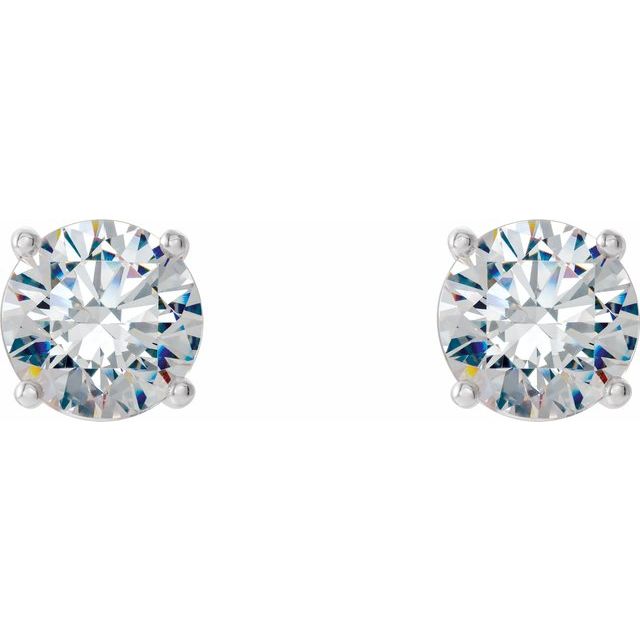 14K Yellow Or White Gold Round Si1-Si2, G-H Friction Polished Lab-Grown Diamond 4-Prong Stud Earrings