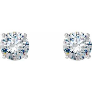 14K White Gold Round 5Mm Vs, F+ 1 Ctw Lab-Grown Diamond 4-Prong Stud Friction Back Earrings