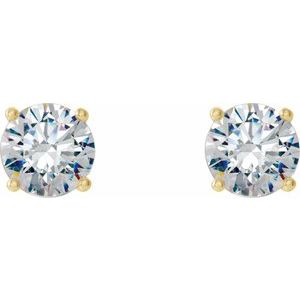 14K Yellow Gold Round 4.5Mm Si1-Si2, G-H 3/4 Ctw Lab-Grown Diamond 4-Prong Stud Friction Back Earrings