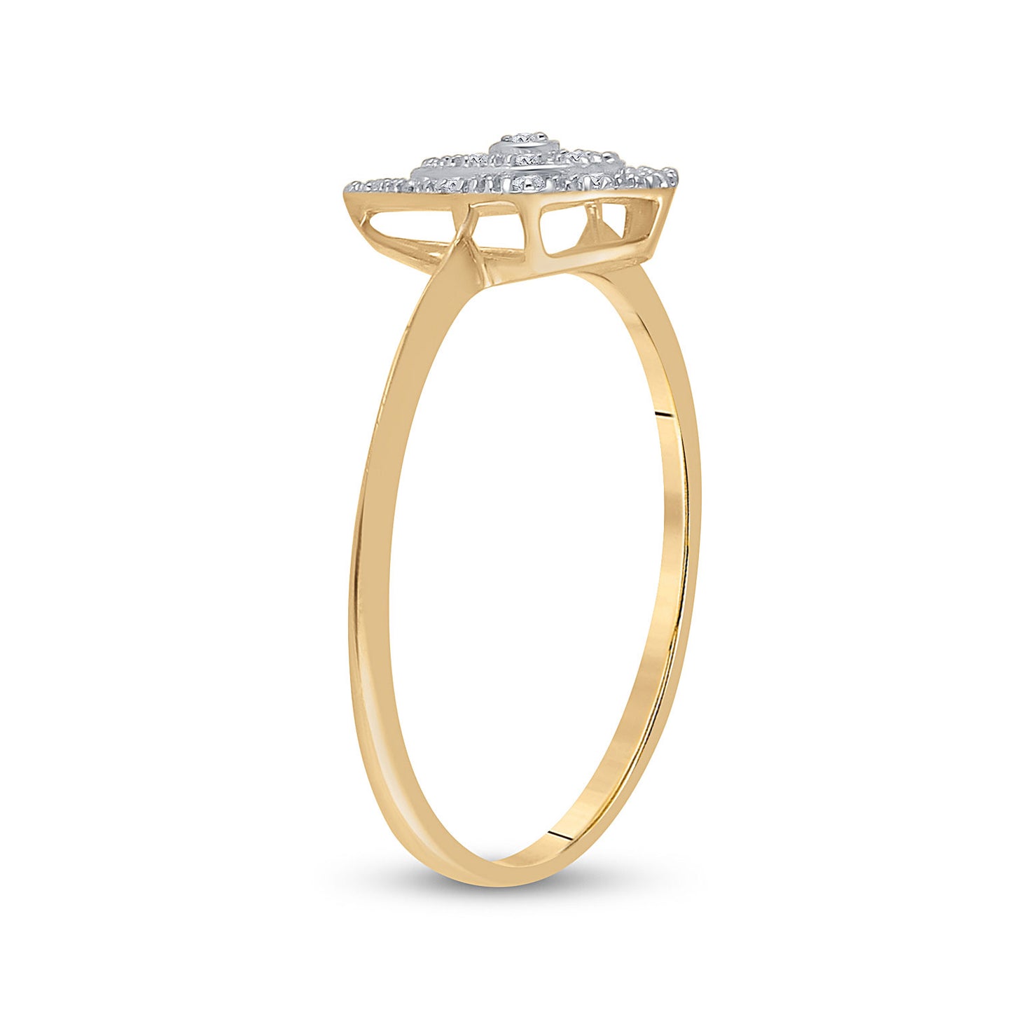 10K Yellow Gold Womens Round Diamond Teardrop Ring 1/20 Cttw, Womens Size: 5-10