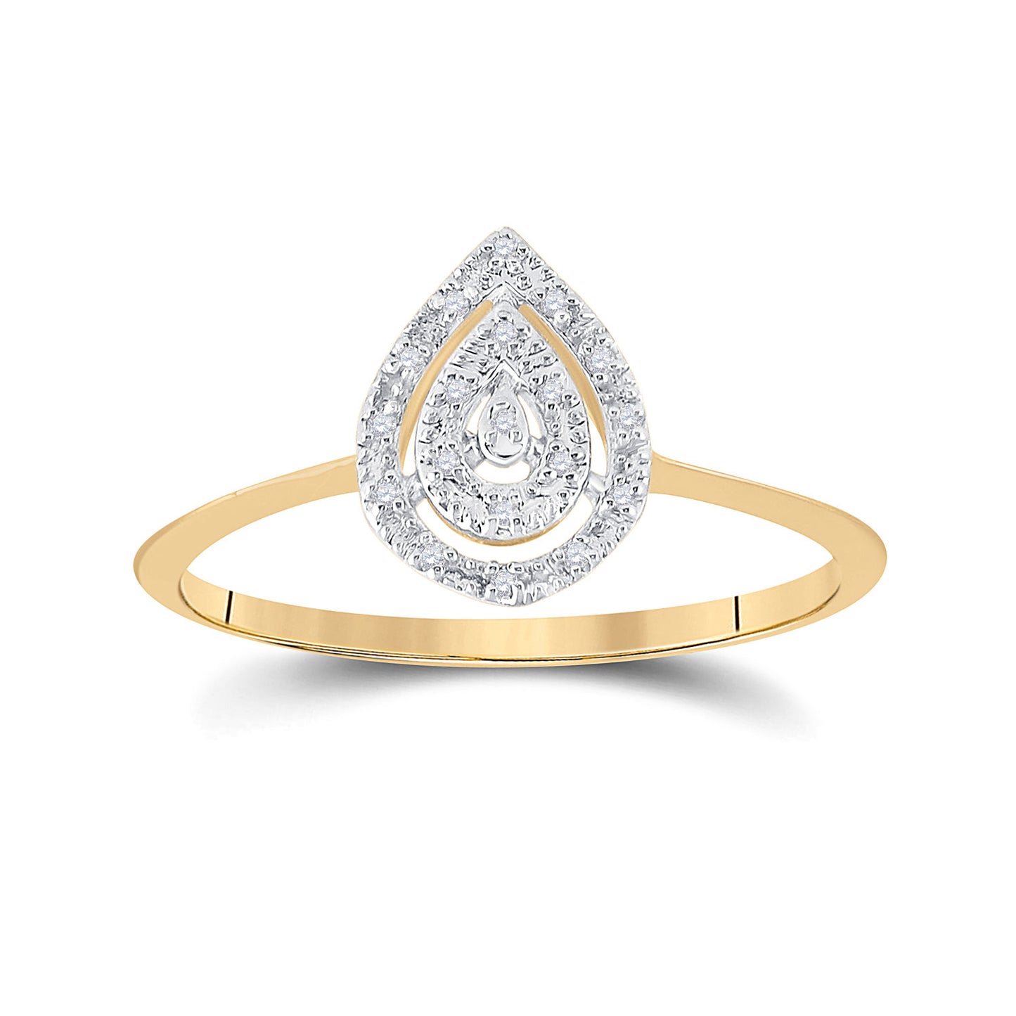 10K Yellow Gold Womens Round Diamond Teardrop Ring 1/20 Cttw, Womens Size: 5-10