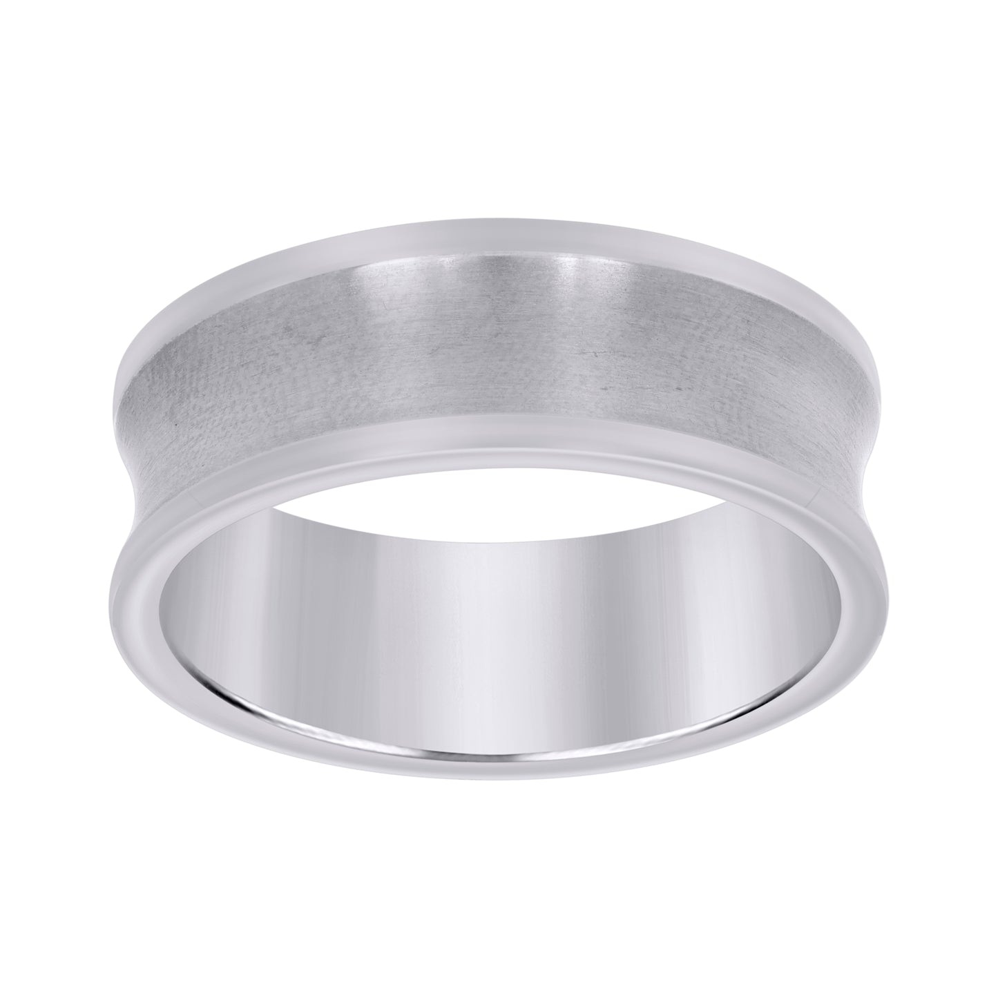 Stainless Steel Mens Concave Brushed Sizes 7 - 14 Comfort-Fit Fashion Bridal Anniversary Wedding Engagement Band Ring