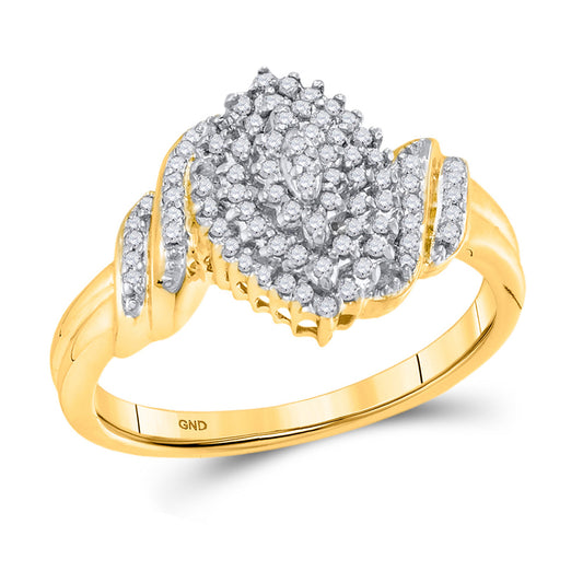 10K Yellow Gold Womens Round Diamond Cluster Ring 1/4 Cttw, Womens Size: 5-10
