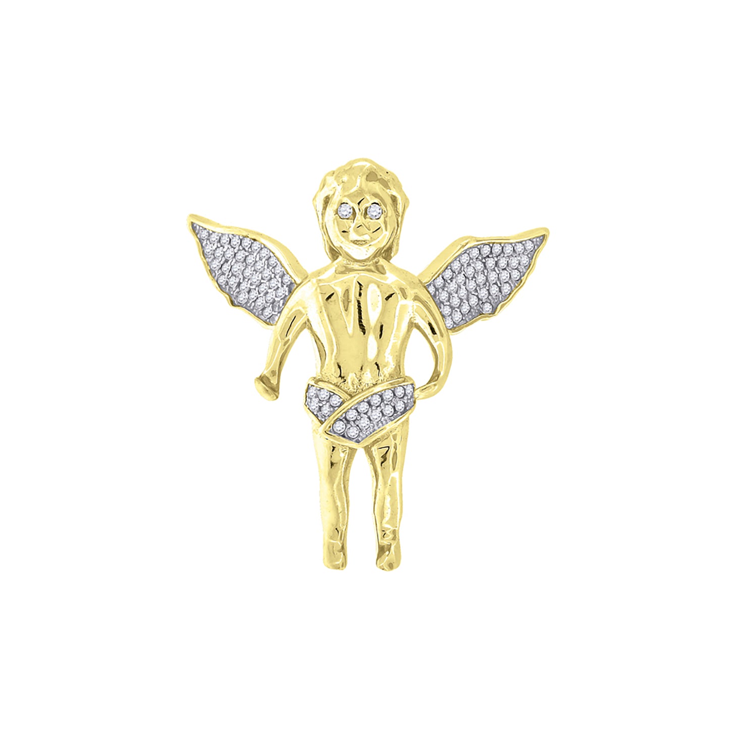 Sterling Silver Mens Cubic Zirconia Religious Praying Angel Charm Pendant