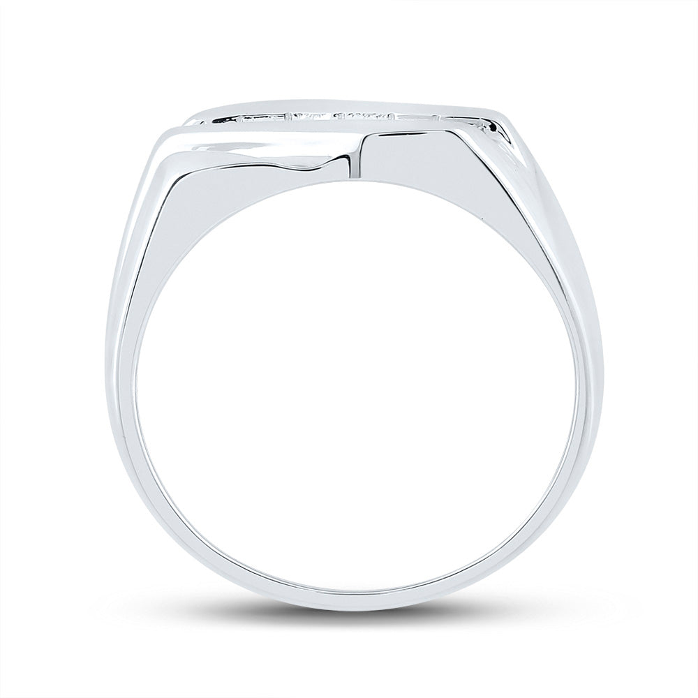 10K White Gold Mens Round Diamond Wedding Band Ring 1/8 Cttw, Mens Size: 7-13